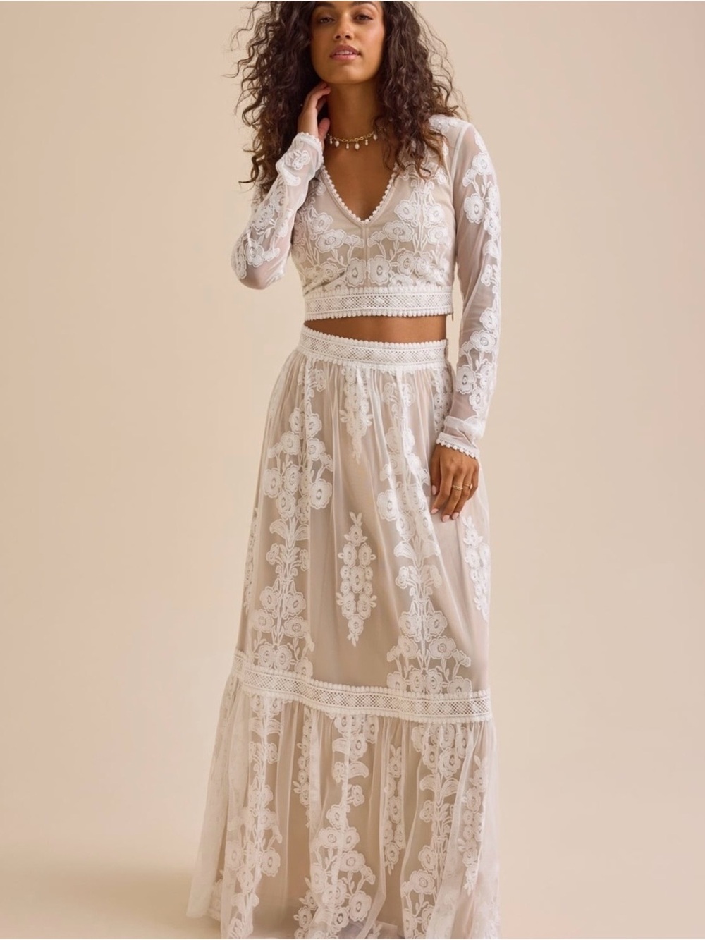 Altar'd State Arissa Floral Embroidered Maxi
Skirt & Top-Set